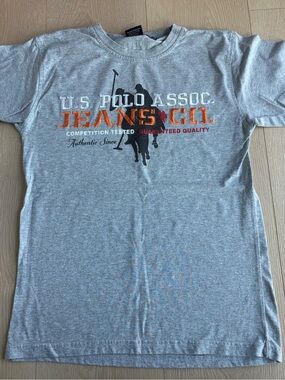 U.S. Polo Assn. Grey Tee with Orange & Black Logo